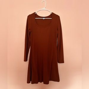 Chestnut Brown 3/4th Sleeve Knit Dress